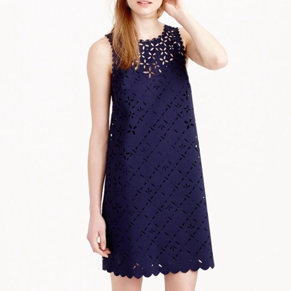 J. Crew Laser Cut Eyelet Shift Dress